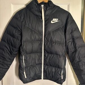 Nike Down Fill Puffer Reversible Black Full Zip Jacket Winter Coat